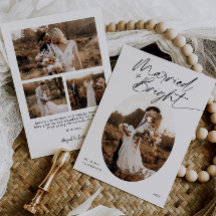Boho Married & Bright Minimalist Script Christmas