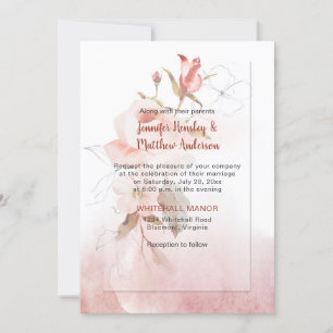 Boho Marsala Burgundy Floral Watercolor Wedding Invitation