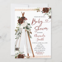 Boho Marsala Teepee baby shower Invitation
