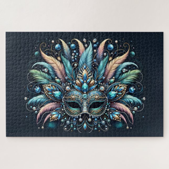 Boho Masquerade Feather Jewel Mask Jigsaw Puzzle (Horizontal)