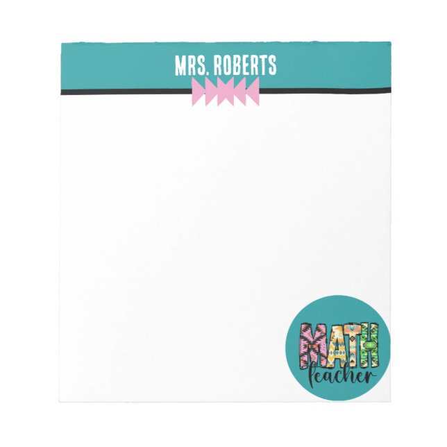 BOHO MATH Teacher Appreciation Personalised  Notepad (Front)