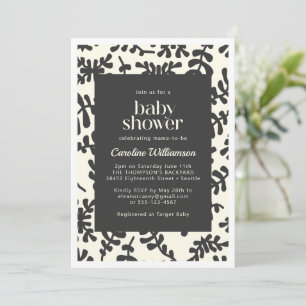 Boho Matisse Botanical Black White Baby Shower  Invitation