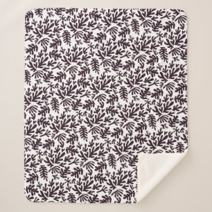 Boho Matisse Botanical Shapes Pattern Black Grey Sherpa Blanket