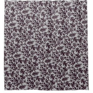 Boho Matisse Botanical Shapes Pattern Black Grey Shower Curtain