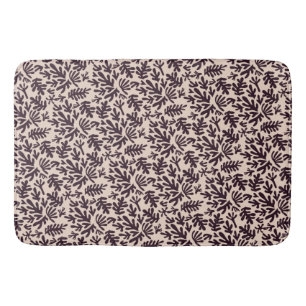 Boho Matisse Botanical Shapes Pattern Cream Black Bath Mat