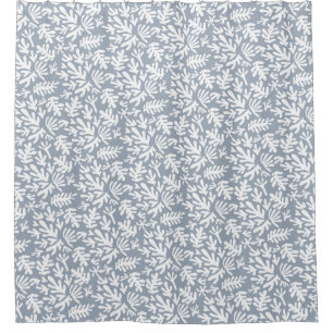Boho Matisse Botanical Shapes Pattern Duck Blue Shower Curtain