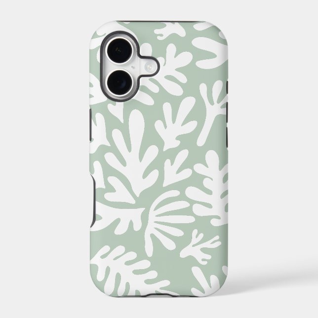 Boho Matisse Botanical Shapes Pattern Green (Back)