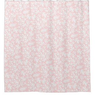 Boho Matisse Botanical Shapes Pattern Pink Shower Curtain