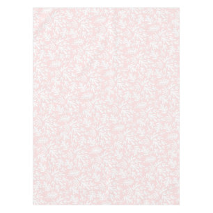 Boho Matisse Botanical Shapes Pattern Pink White Tablecloth