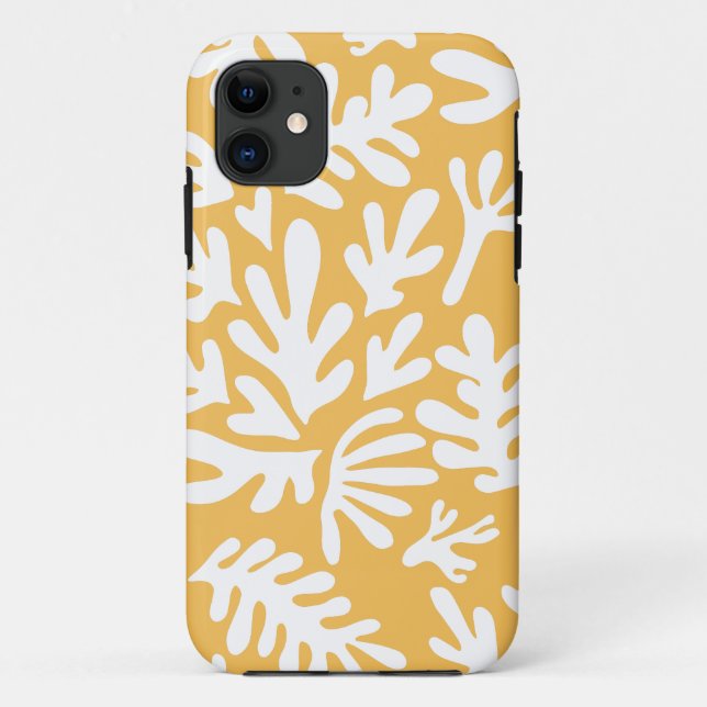Boho Matisse Botanical Shapes Pattern Yellow Case-Mate iPhone Case (Back)