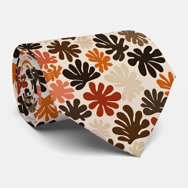 Boho Matisse Flower Pattern  Tie (Rolled)