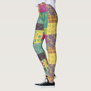Boho Maximalist Patchwork Quilt Patterned Leggings