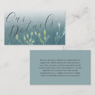 Boho Meadow Grass Green Wedding Details Enclosure Card