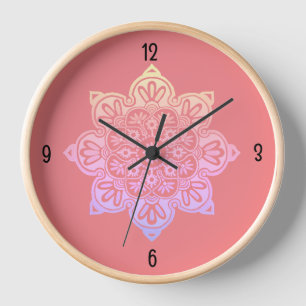 Boho Medallion Wall Clock pastels