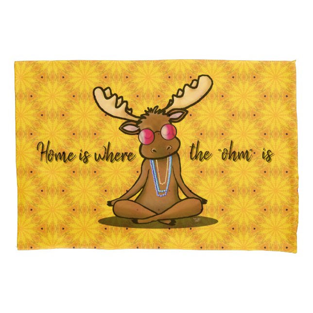 Boho Meditation Moose Pillowcase (Front)