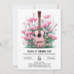 Boho Melodic Guitar Birthday Invitation