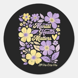 Boho Mental Health All Day Every Day Inspirational Classic Round Sticker