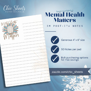 Boho Mental Health Matters Lined 3M Post-it® Notes