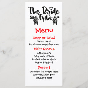 Boho Menu Black Bride Tribal Wedding