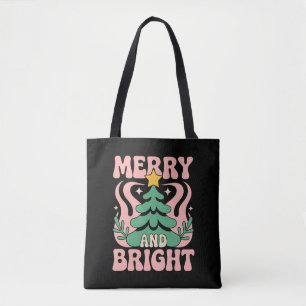 Boho Merry and Bright Personalised Floral Xmas Tote Bag