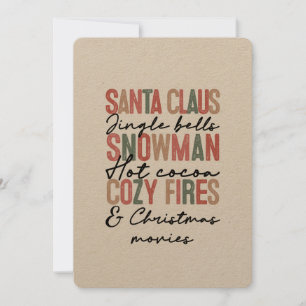 Boho Merry Christmas Typography Quote Greeting Holiday Card