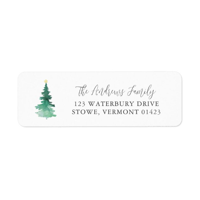 Boho Merry Christmas Watercolor Tree Address (Front)