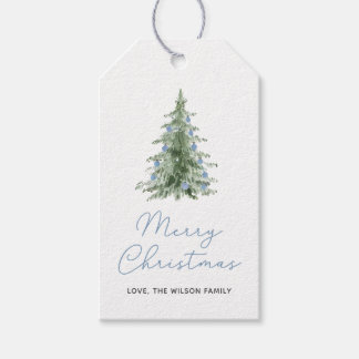 Boho Merry Christmas Watercolor Tree Gift Tags