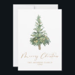 Boho Merry Christmas Watercolor Tree Non-Photo Holiday Card<br><div class="desc">Simple and beautiful holiday card featuring a watercolor Christmas tree with Merry Christmas written in an elegant calligraphy font. Customise and personalise your card with your name and year,  and your own custom message on the back.</div>