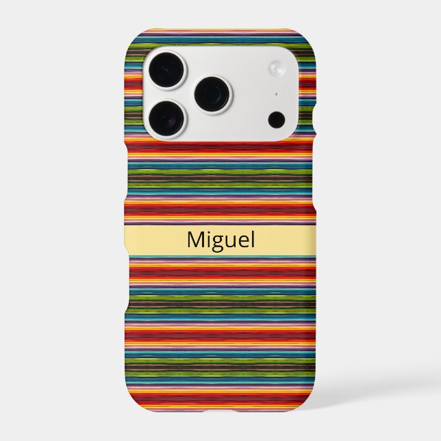 Boho Mexican Serape Stripes Custom Name (Back)
