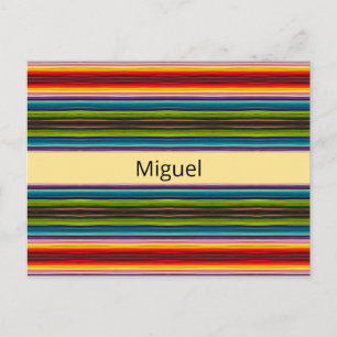 Boho Mexican Serape Stripes Custom Name Postcard