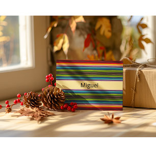 Boho Mexican Serape Stripes Custom Name Postcard