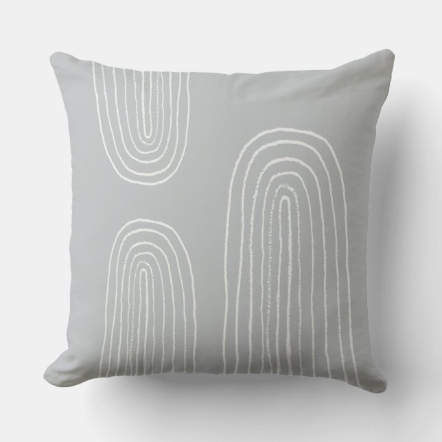 Boho Mid Century Chic Rainbow Grey Cushion (Front)