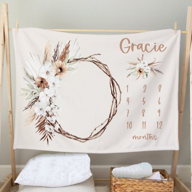 Boho Milestone Blanket Girl - Month Blanket-Person (Creator Uploaded)