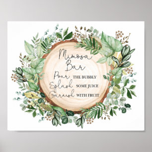 Boho Mimosa Bar Rustic Greenery Bridal Shower Poster