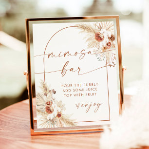 Boho Mimosa Bar Sign   Terracotta Pampas Grass