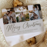 Boho Minimal Christmas Card 4 Photos Holiday Card<br><div class="desc">This Christmas design features a minimal bohemian colour palette with 3 vertical photos on the front and one horizontal photo for the back. Beautiful cursive script and modern fonts complete this elegant boho holiday card. Easy to personalise with your family name and holiday message to create a unique custom Christmas...</div>