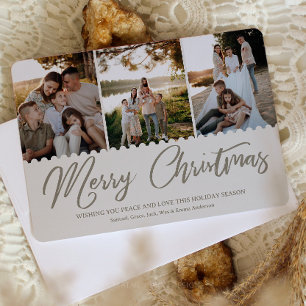 Boho Minimal Christmas Card 4 Photos Holiday Card