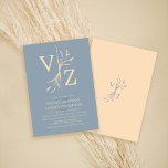 Boho Minimal Dusty Blue Leaf Monogram Wedding Invitation<br><div class="desc">This elegant and minimal wedding invitation is perfect for the summer and spring seasons. It features modern leaf line art with simple monogram typography. The colour scheme includes dusty blue and creamy beige. It's contemporary, bohemian, rustic, and simple, the perfect design to impress your guests. ***IMPORTANT DESIGN NOTE: For any...</div>