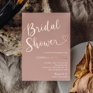 Boho Minimal Heart Script Terracotta Bridal Shower