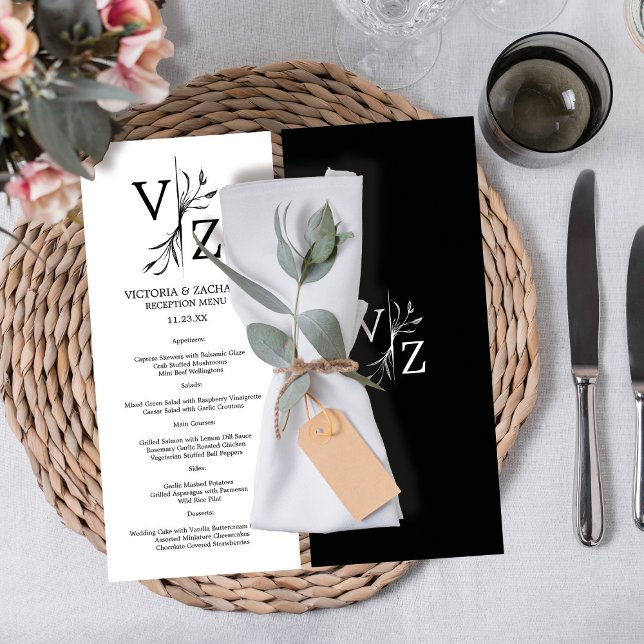 Boho Minimal Leaf Monogram Wedding Menu (Creator Uploaded)