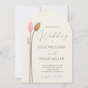 Boho Minimal Pampas Grass Wedding Invitation