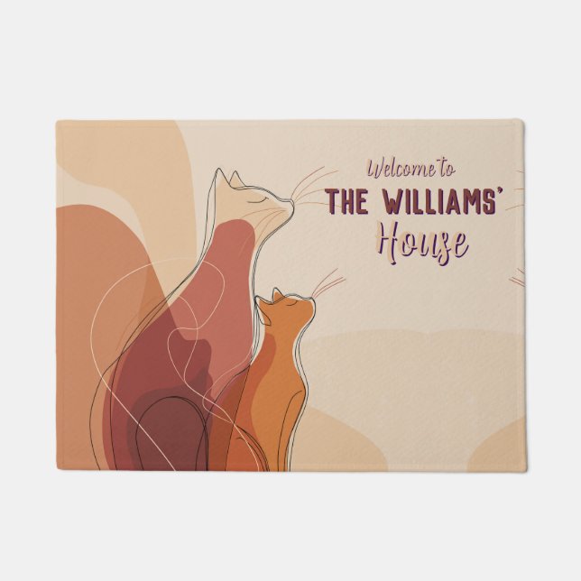Boho Minimal Sphynx Cat Owner Entry Mat  (Front)