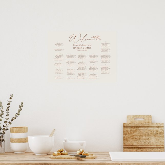 Boho Minimal Wedding Alphabetical Seating Chart  (Kitchen)