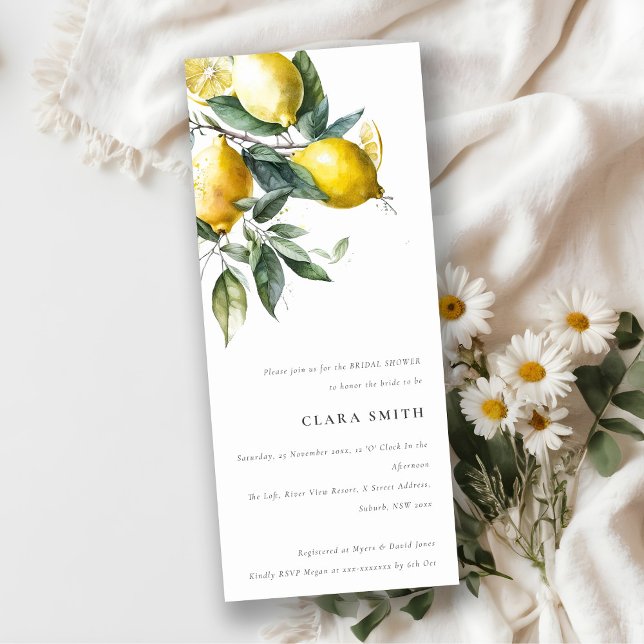 Boho Minimal Yellow Lemon Garden Bridal Shower Invitation (Creator Uploaded)
