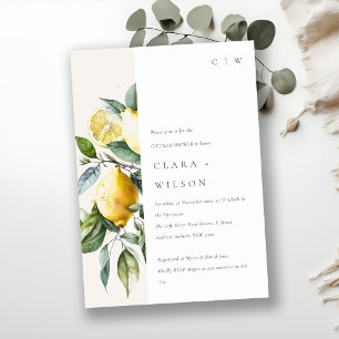 Boho Minimal Yellow Lemon Garden Couples Shower Invitation