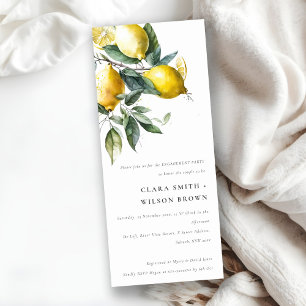 Boho Minimal Yellow Lemon Garden Engagement Invitation