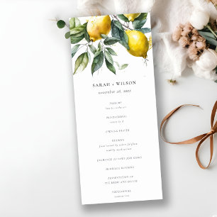Boho Minimal Yellow Lemon Garden Wedding Program Invitation