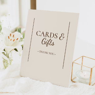 Boho Minimalist Beige Baby Shower Cards and Gifts  Pedestal Sign