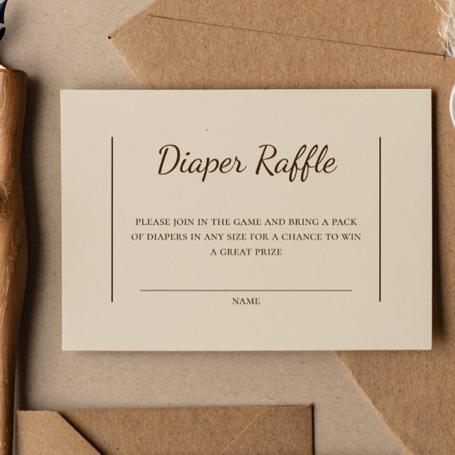 Boho Minimalist Beige Baby Shower Diaper Raffle Enclosure Card (Creator Uploaded)