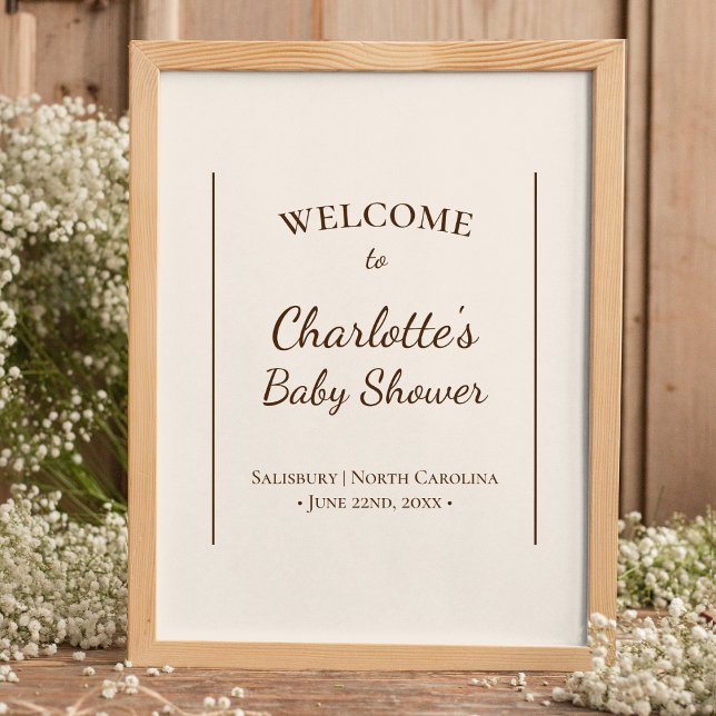 Boho Minimalist Beige Baby Shower Welcome Poster (Creator Uploaded)